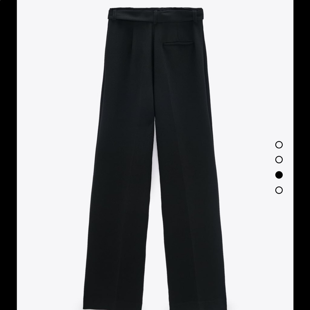 Zara Black Belted Texture High Waisted Pants - Picture 4 of 8